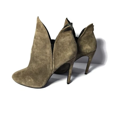 Nine West Electrool Taupe Suede Leather Ankle Boots Size 8.5 Pull On  - Image 1 of 4