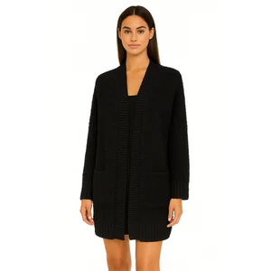 Barefoot Dreams CozyChic Cardigan mit Rippstrickbesatz Schwarz NEU Größe 2X - Bild 1 von 5