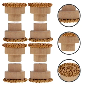  8 Pcs Wooden Rattan Handle Farmhouse Cabinet Knobs Dresser Pulls - Picture 1 of 10