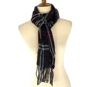 Steve Madden Plaid Black/Purple Muffler Scarf O/S - Picture 1 of 5