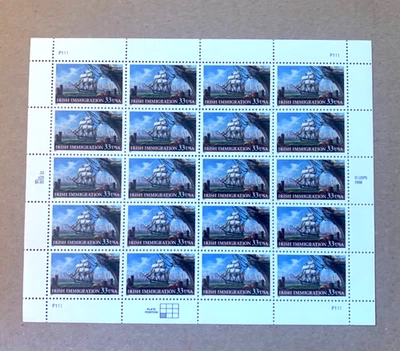 1998 U. S. Stamps Sheets-Irish Immigration, American Glass, Insects, Berries-MNH - Image 1 of 4