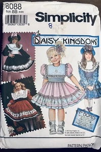 VTG `92 Simplicity 8088 Daisy Kingdom Girl's SZ5-6X Ruffled Dress w Big Collar - Picture 1 of 6