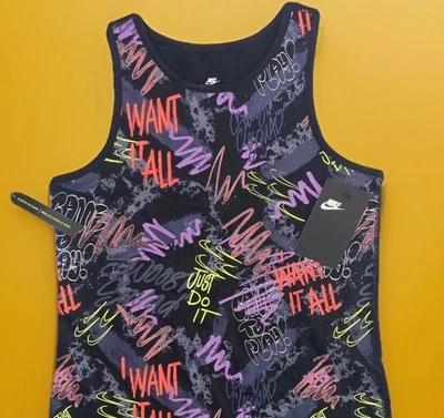 Nike Tank Top Graffiti Fresh Neon Print Sleeveless Glow Inn The Dark Girls L NWT - Image 1 of 4