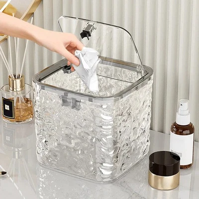 Mini-Mülleimer für Arbeitsplatte mit Pressdeckel in Gletschermuster - Bild 1 von 4