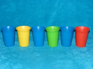 Cool! Lot- 6 Tupperware 7 oz TUMBLERS 109 BLUE Green RED Yellow Cups/Glasses - Picture 1 of 12