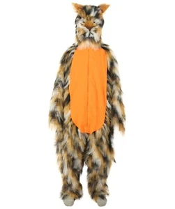 HPO orange und braun gepunktetes Leoparden Kostüm mit Maske - lange Kunstfasern - Bild 1 von 38