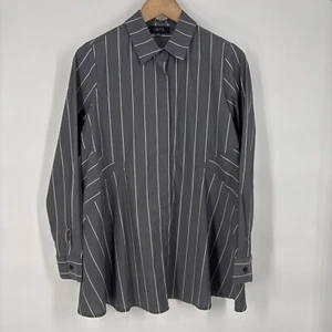 Comfy USA Womens Button Up Tunic Top XS Gray Oversized Collared Lagenlook - Picture 1 of 8