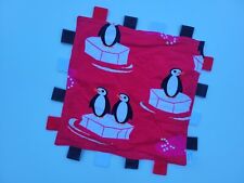 New Penguin RedFlannel Blanket w/ white Minky,Taggie Tag Security Blanket, Baby,