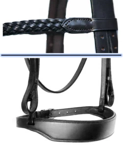 FSS Padded HUNTER Plain FLAT CUT AWAY Shaped Caveson Noseband & PLAITED Browband - Picture 1 of 1