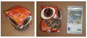 Gufo rosso grande in legno cm 10, artigianato orientale Indonesia, gufi - Picture 1 of 1