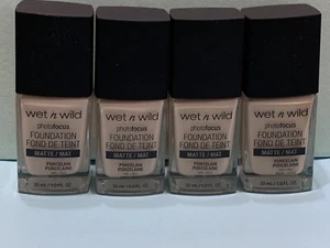 4 Bottles Wet n Wild PhotoFocus Foundation Porcelain 360C 1 fl oz Normal To Oily - Picture 1 of 7