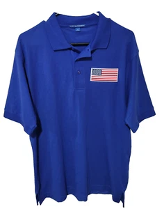 Polo Port Authority Hombres Pequeño Azul Oscuro Bandera de EE. UU. Golf Patriótico Nuevo sin Etiquetas - Imagen 1 de 6