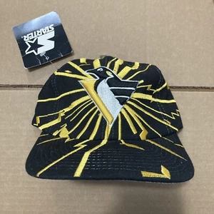 Neu mit Etikett Vintage Pittsburgh Penguins Druckknopflasche Mütze Starter Shatter Shockwave Kollision - Bild 1 von 12
