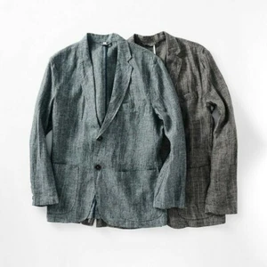 Men's 95% Linen Stripe Suit Jacket Coat Formal Business Blazer Tops Casual - Picture 1 of 16