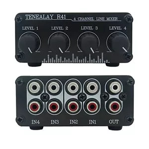 4-Channel RCA Audio mixer Stereo line levels control Box mini passive mixer R41 - Picture 1 of 4