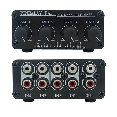4-Channel RCA Audio mixer Stereo line levels control Box mini passive mixer R41 - Image 1 of 4