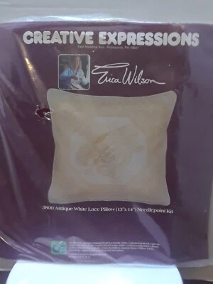 Creative Expressions Antique White Lace Pillow Needlepoint Kit 3800 13"x14" new - Image 1 of 4
