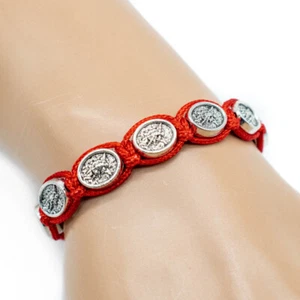 12 pulseras de macramé rojo medallas de San Miguel y ángel de la guarda al por mayor de 7" - Imagen 1 de 5