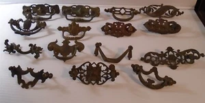Lot of 15 Vintage Drawer door knobs pulls escutcheons hardware #2 - Picture 1 of 5
