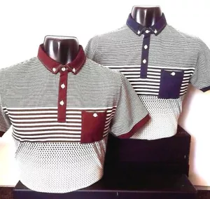 Herren Brave Soul Poloshirt Knopfleiste Kragen schmale Passform Top Tasche Flecken Streifen - Bild 1 von 6