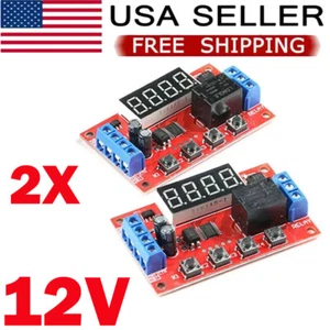 2PCS DC 12V 10A Adjustable Time Delay Relay Module LED Digital Timer Switch US - Picture 1 of 9