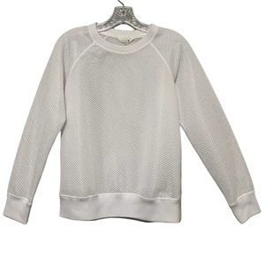Theory 38 80's Style White Textured Mesh Fitness Pullover Sweatshirt Small - Picture 1 of 9