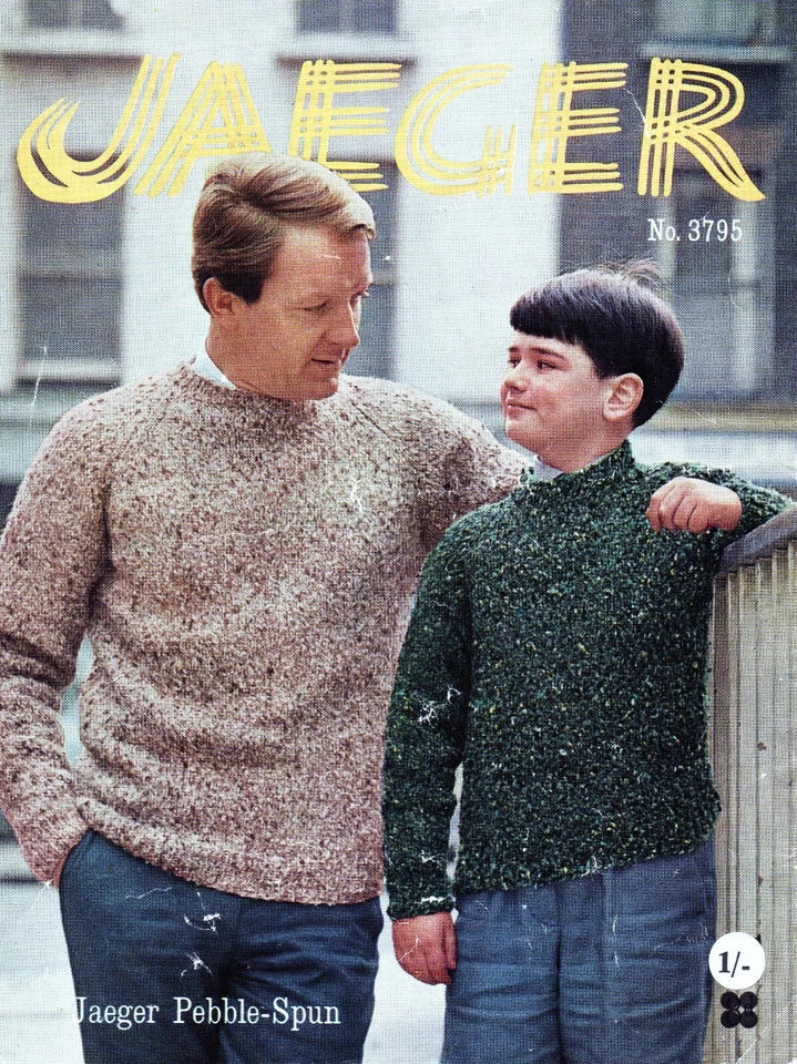 ~ Vintage 1960s Jaeger Knitting Pattern For Round Neck Sweater ~ 30" ~ 46" ~ - Image 1 of 1