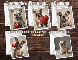 American Bulldog - Set di 10 biglietti appunti vuoti all'interno con buste #05 - Foto 1 di 1