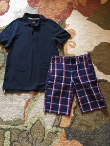 NWT Gap/ Arizona Big Boys Classic Navy Polo 2pc Plaid Short Set Size 10 - Picture 1 of 9