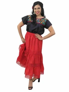 Women's Cotton Skirt with Lace Accents – 32-Inch Length, Choose Your Color - Picture 1 of 56