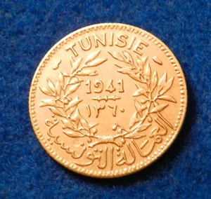 1941 1360 Tunisia 1 Franc - Fantastic Coin - See Pictures - Picture 1 of 2