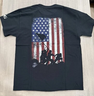 UNITED STATES MARINE CORPS - USMC RAISING FLAG IWO JIMA T-Shirt - BLACK - Size S - Image 1 of 4