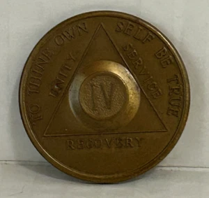 Alcoholics Anonymous 4 Years Sober Chip Coin Token AA in Circle on Back - Picture 1 of 3