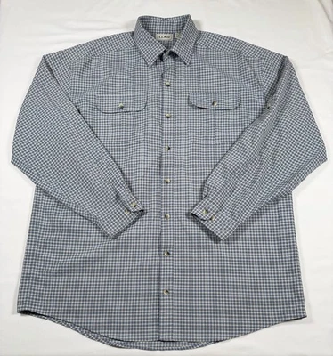 L.L Bean Y2K Men’s XL Tall Plaid Button Shirt Blue Beige Nylon Polyester Outdoor - Image 1 of 4
