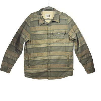 The North Face Campshire Sherpa Shacket Men's Sz Large Green Striped Jacket - Image 1 of 4