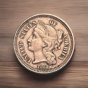 1868 Three 3c Cent Nickel XF #1186857 - Picture 1 of 4