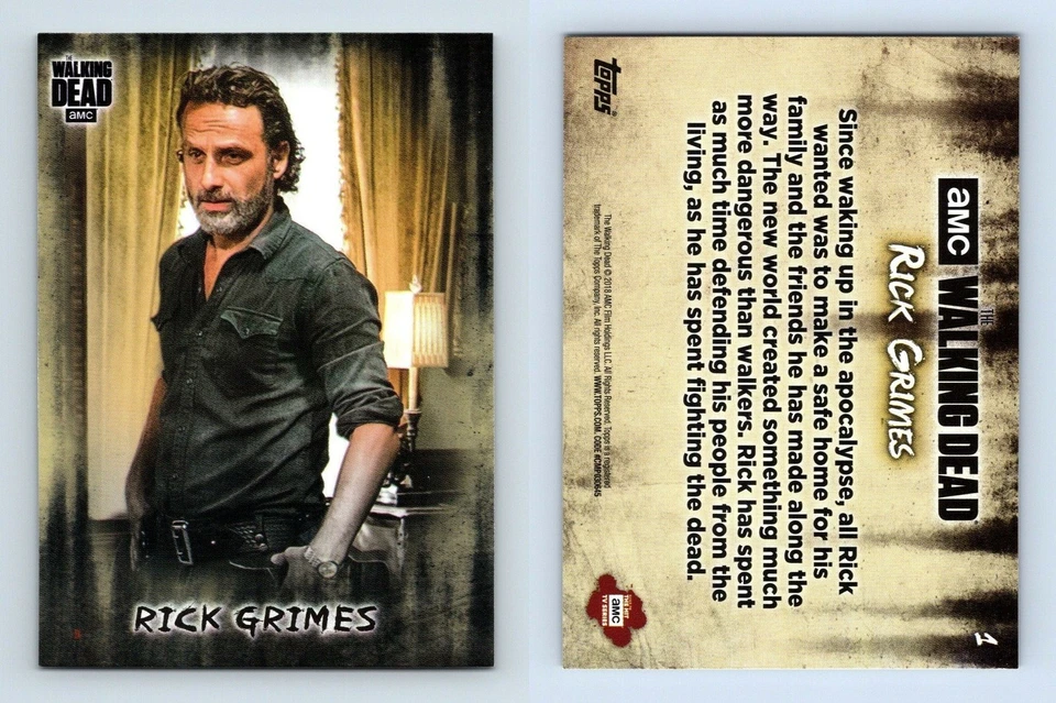 Rick Grimes #1 The Walking Dead Hunters & The Hunted 2018 Topps SP Trading Card - Image 1 of 1