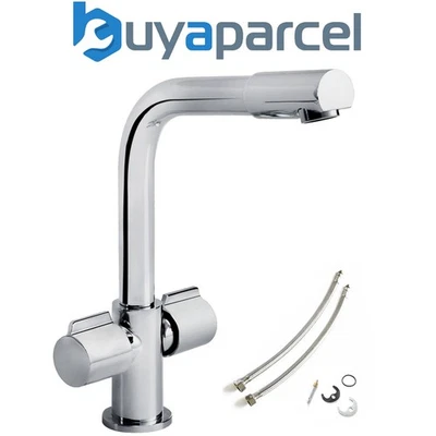 Bristan Cascade Chrome Arch Modern Kitchen Tap Twin Handle Swivel Spout Fixings - Image 1 of 4
