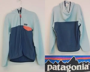 Patagonia Fleece Jacket Girls XL 14 Blue Hooded Full Zip #J3413 - Picture 1 of 16