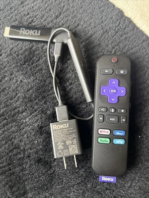 Roku Streaming Stick (3810X) 4K Streaming Device Remote and AC Adapter. Parts - Image 1 of 4