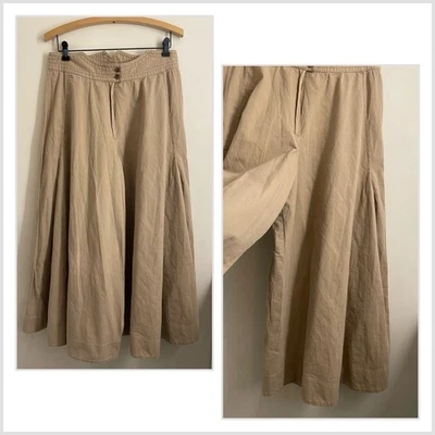 Pantalones con falda de algodón caqui culottes de pierna ancha talla 16 tiro alto J. Peterman Foto 1 de 4