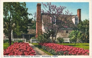 Williamsburg Market Square Tavern Gardens 1935 unbenutzt VA  - Bild 1 von 2