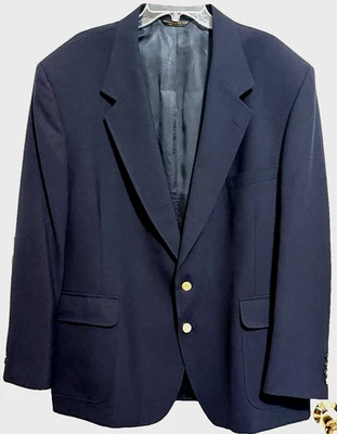 Blazer Lacross 2 Btn para Hombres 50R Azul Marino Bolsillo Único Ventilado EE. UU. Tono Dorado Btns Foto 1 de 4