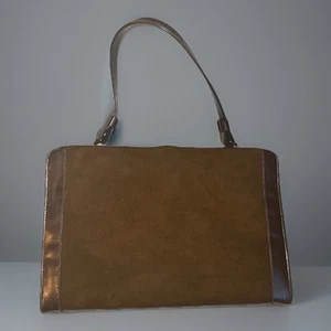 Vintage Mid Century Brown Purse Handbag Clutch with Lewis clasp-unbranded - Picture 1 of 10