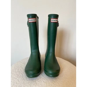 Hunter Kids Green Rain Boots, Size Girls 3, Rubber Knee High, Authentic Unisex - Picture 1 of 8