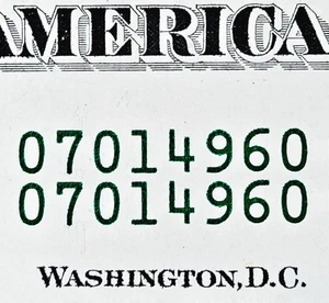 Same Matching Serial Number $1 Bill. Duplicate Serial Number. Unique Dollar. - Picture 1 of 6