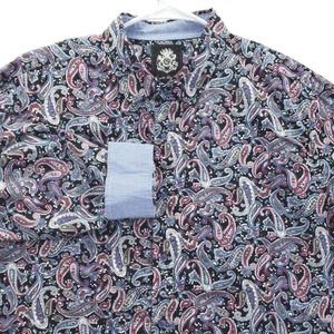 English Laundry Shirt Mens 2XL Black Paisley Long Sleeve Flip Cuffs Cotton Woven - Picture 1 of 13