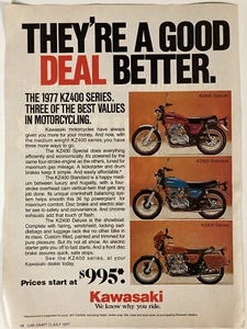 Kawasaki KZ400 1977 motocicleta anuncio impreso estándar especial de lujo - Imagen 1 de 2