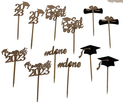 2023 Выпускной Cupcake Toppers розовое золото блестящий 2 упаковки (72 шт.) - Изображение 1 из 4