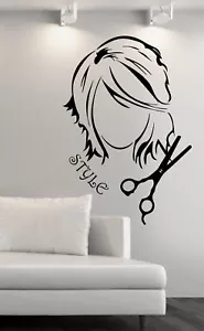 Adesivo murale decalcomania vinile parrucchiere salone di bellezza barbiere negozio design (n838) - Foto 1 di 3